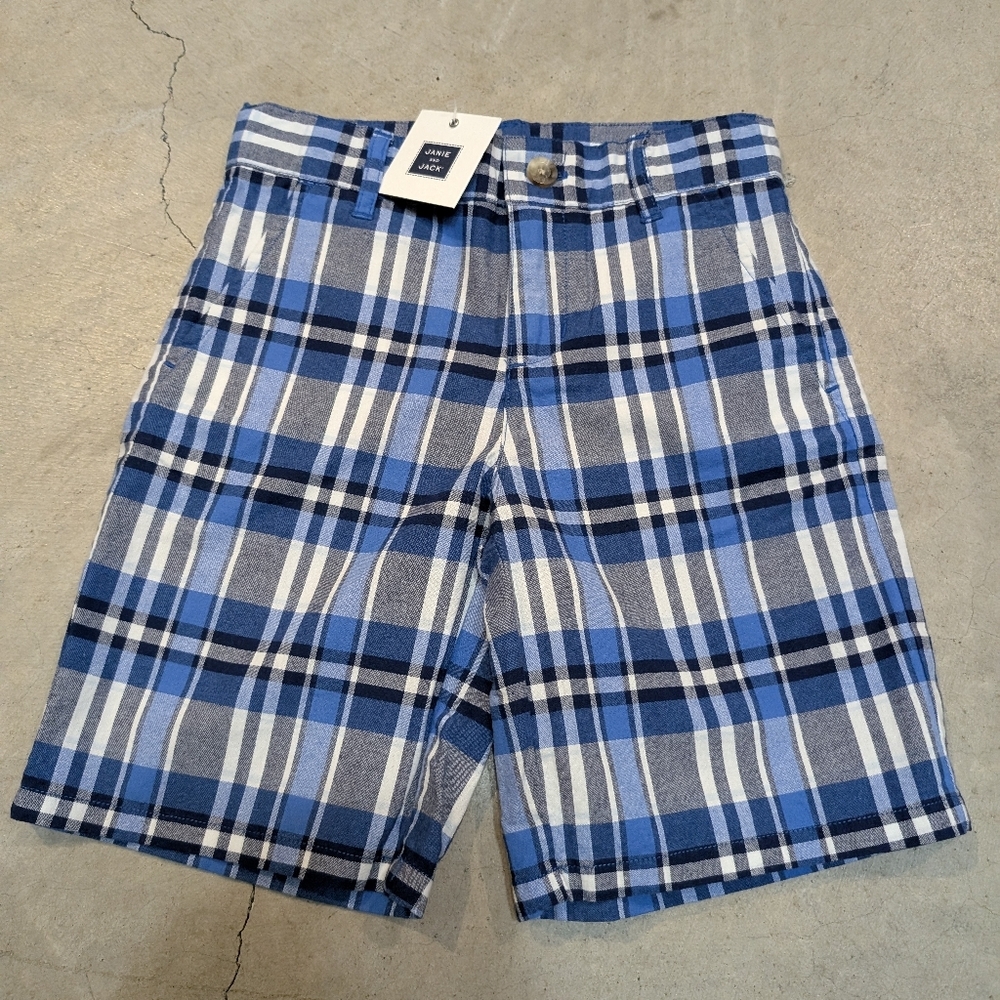 Janie and Jack Blue White Plaid Kids Shorts